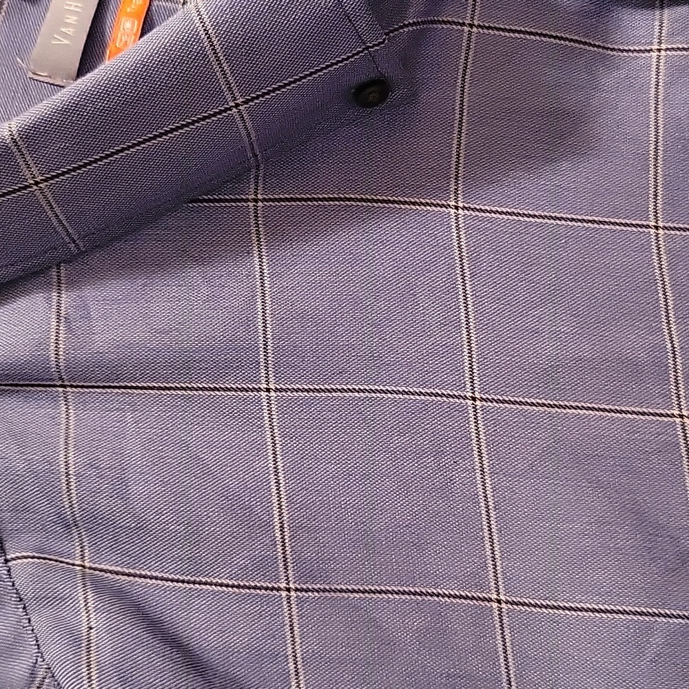Van Heusen Traveler slate blue check button down collar shirt long slv 3XL EUC … - Picture 2 of 6